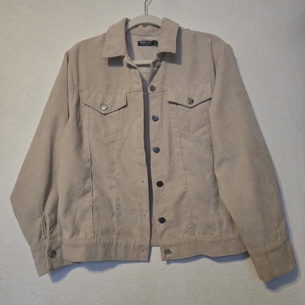 NASTY GAL Beige Corduroy Jacket, Size 4 - Picture 10 of 12